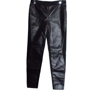 Trouve Ankle Leggings XS Black Faux Leather Pull On Pants women's knit back crop